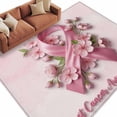 thumbnail image 2 of Pink Ribbons Washable Living Room Rugs 5'x7', Flower Floral Leaf Caring For Breast Cancer Low Pile Throw Large Area Rugs Non-Slip Sturdy Edge Binding Carpet for Dining Room Bedside Kitchen, 2 of 9