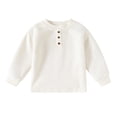 thumbnail image 5 of Bobifish Newborn Boys Long Sleeve Crewneck T‑Shirt Henley Button Placket Fleece Top, 5 of 5