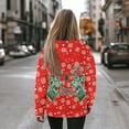 thumbnail image 3 of COEQINE Sweatshirts Pullover Women's Hoodies Long Sleeves Tops Oversized Crewneck Fit Soft Loose Hooded Sweatshirt Fashion Y2K Christmas Deer and Christmas Tree Casual Wear, M, 3 of 7