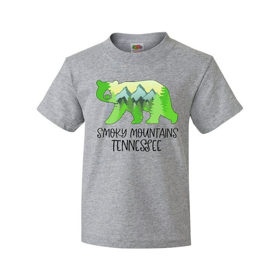 Inktastic Smoky Mountains, Tennessee- Mountains and Bear Shape Youth T-Shirt