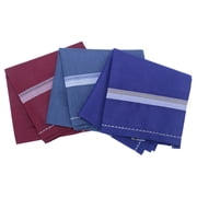 Royal Mart 06 Mens Cotton Handkerchief Set - 15+ Inches, Dark Striped, Multi-Color Handkerchief