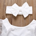 thumbnail image 4 of LNMQLPDBS Girls' Clothing Sets Puff Long Sleeve with Mesh Solid Color Crewneck Romper Bodysuit + Bow Headban 2pcs Outfits Baby Girl Clothes 9-12 Months Thin Breathable Summer Clothes, 4 of 9