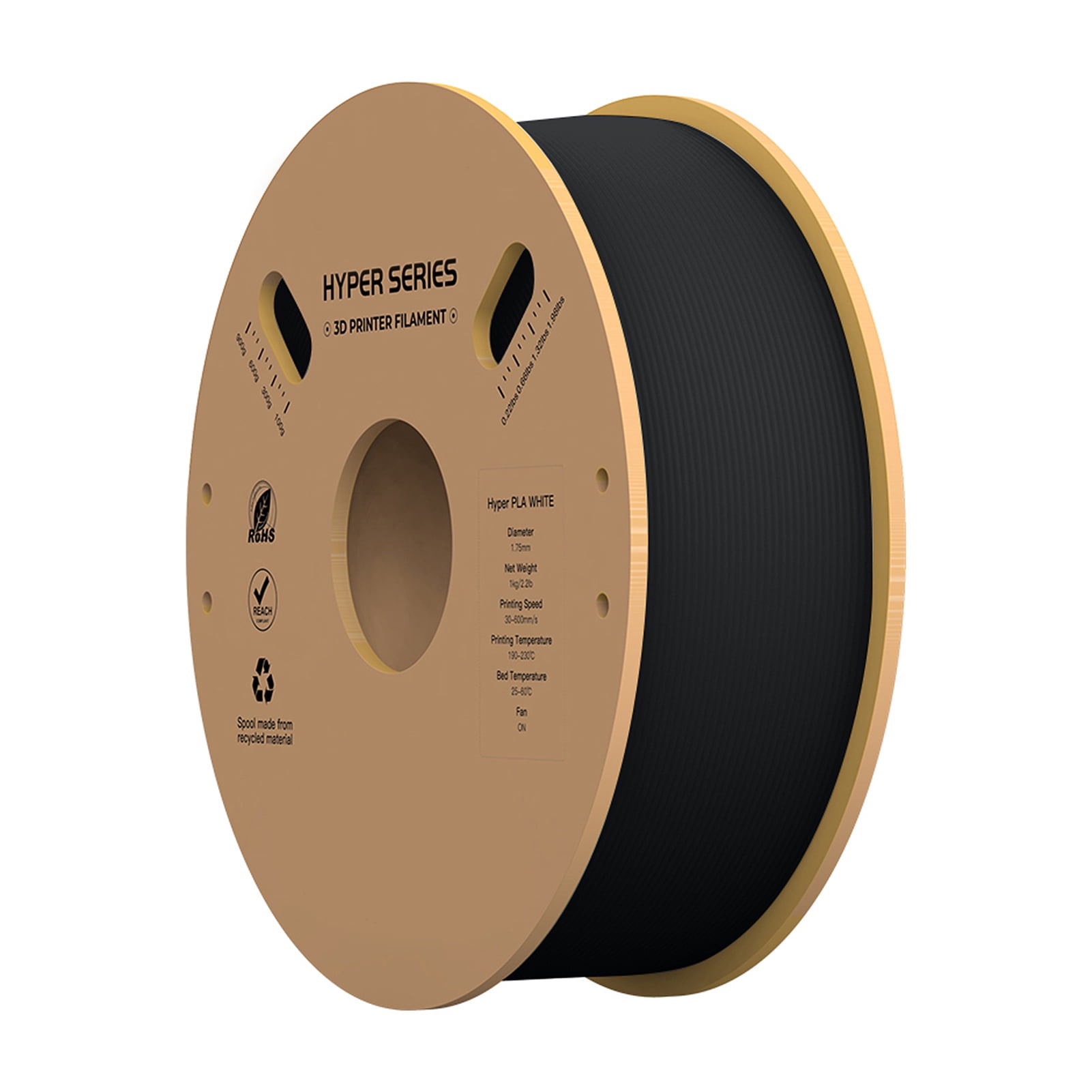 Filaments  Hyper PLA  Filament 1.75mm High Fluidity High Speed 3D Printing Material Stable Extrusion Spool Dimensional 1KG2.2lb Accuracy +/-0.03mm Standard 1 Roll - Grey