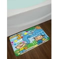 thumbnail image 2 of Cartoon Bath Mat, with Mischievous Giraffe Pranks Juice Zoo Theme Brother and Sister, Plush Bathroom Decor Mat with Non Slip Backing, 29.5" X 17.5", Multicolor, by Ambesonne, 2 of 2
