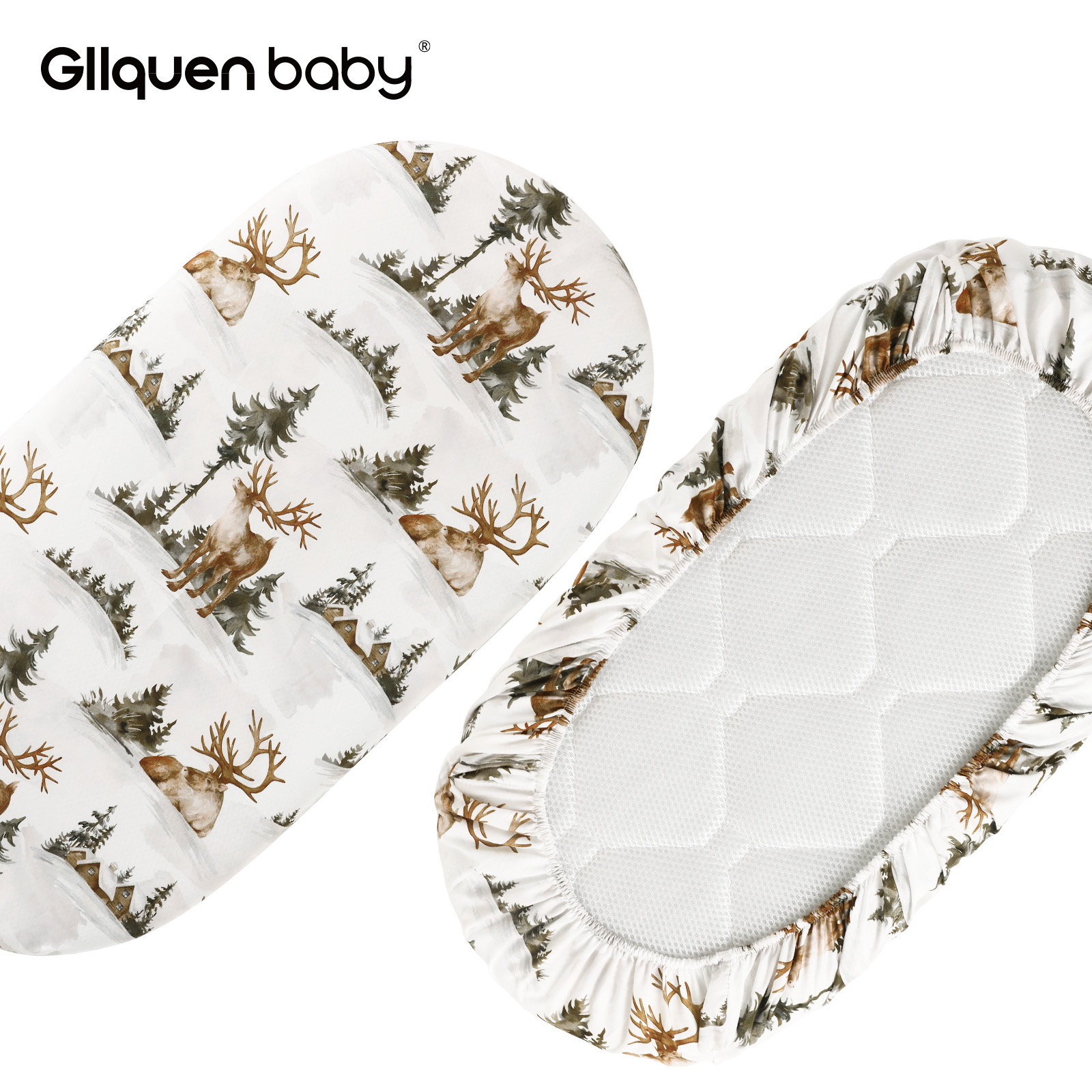 Gllquen Baby Bassinet Fitted Sheets 4-Pack, Elk photo 3