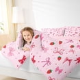 thumbnail image 3 of jejeloiu Pink Bowknot Ribbon Twin Comforter Sets,Cute Strawberry Bedding Set Girls Reversible 2pcs, 3 of 7