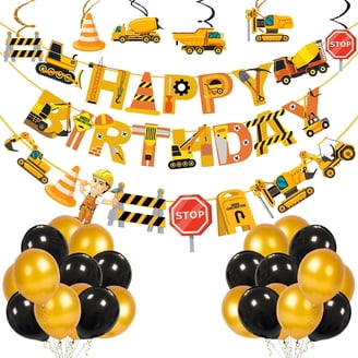 Construction Happy Birthday Backdrop For Boys Excavator