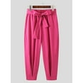 thumbnail image 3 of INCERUN Men's Fashion Solid Color Chino Harem Pants Trouser With Belted, 3 of 7