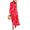 Strawberry, variant on Women's Floral Drawstring Waist Long Sleeve Maxi Dress with 95% polyester and 5% spandex fabric featuring a flowy style