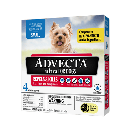Advecta Ultra Flea & Tick Topical Treatment, Flea & Tick Control for Small Dogs, 4 Monthly Doses