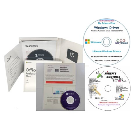 3 IN 1 Windows 10 PRO DVD- 32/64 Bit LICENSE KEY , MICROSOFT OFFICE 2019 PRO PLUS DVD & WINDOWS DRIVER CD