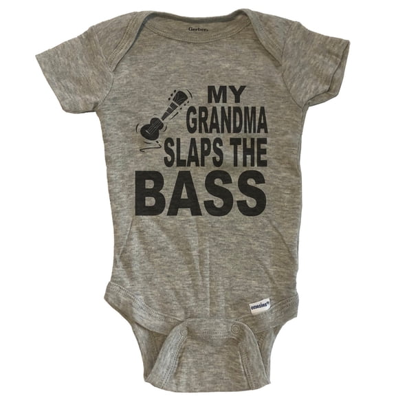 My Grandma Slaps The Bass Funny Music Baby Bodysuit - Grey