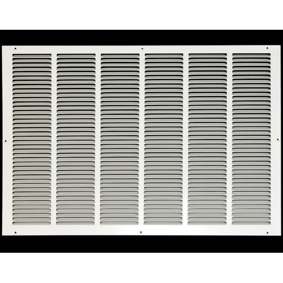 HVAC Premium 30'' x 25'' [Duct Opening] Flat Stamped Steel Return Air Grille - Sidewall and Ceiling - HVAC Vent Duct Cover - White [Outer Dimensions: 31.75''w X 26.75''h]