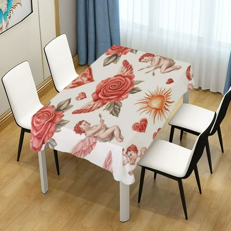 

54x72 Inch Tablecloth Polyester Square Tablecloth for Home Kitchen Dinner Decor Watercolor Red Roses
