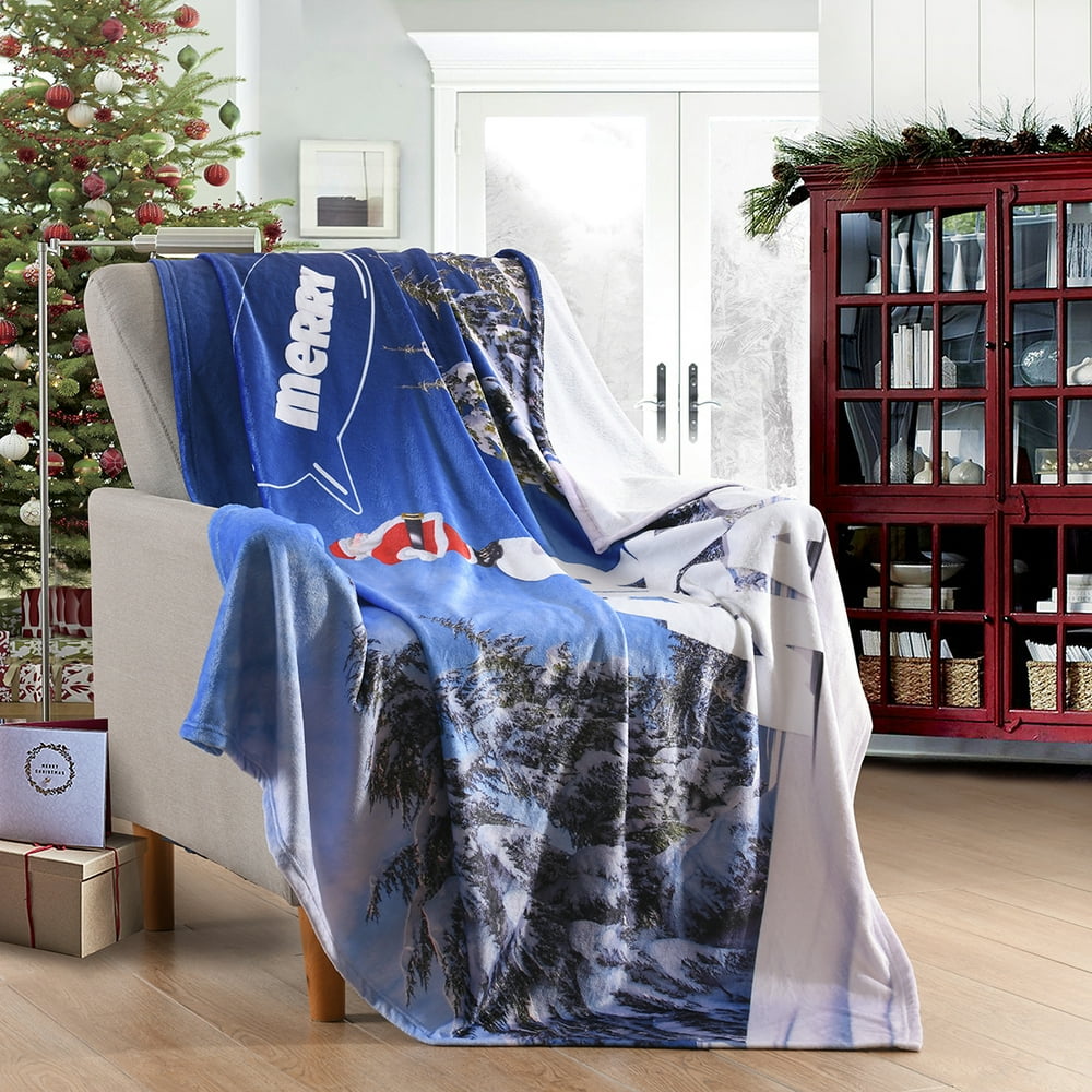 Christmas Holiday Authentic Printed Fleece Throw Blankets,Super Soft