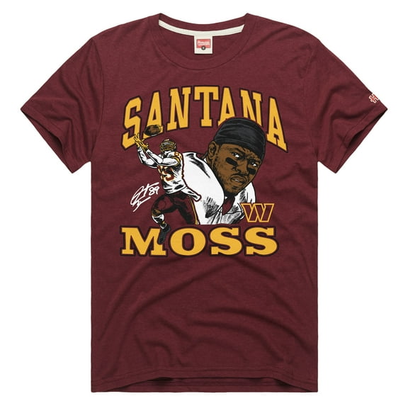 Unisex Homage Santana Moss Burgundy Washington Commanders Retired Player Classic Caricature T-Shirt