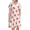 thumbnail image 1 of Bixox Robe d'Été à Manches Courtes pour Femmes Robe Ample Longueur Genou avec Poches-Fraise, 1 of 7