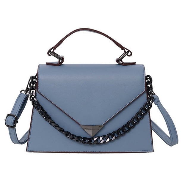 Nuevo bolso de PU con cadena para mujer, moderno bolso de hombro con cadena, bolso de hombro de cuero azul