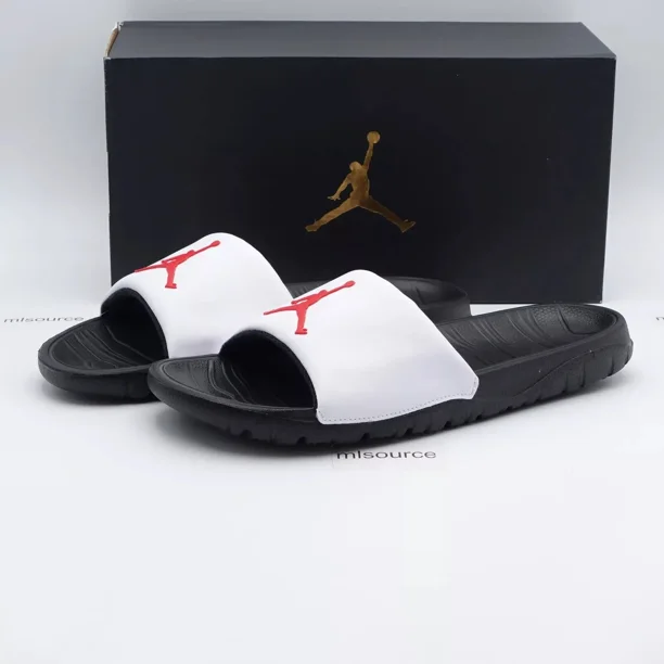 Size 10 Men's Jo r-dan Break Slide Sandals AR6374-016 Black/University Red/White