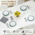 thumbnail image 4 of Baxluxe Marble Dining Table Set for 4, Faux Marble Kitchen Table and Chairs Set, Rectangle Dining Table with 4 Leather Dining Chairs, 5 Pieces Dinette Sets for Breakfast Nook, Apartment, White, 4 of 7