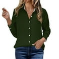 thumbnail image 6 of vigerkar Womens Dressy Button Down Shirts Work Long Sleeve Blouses Casual Lapel Loose Fit Trendy Tops (Green, XXL), 6 of 7