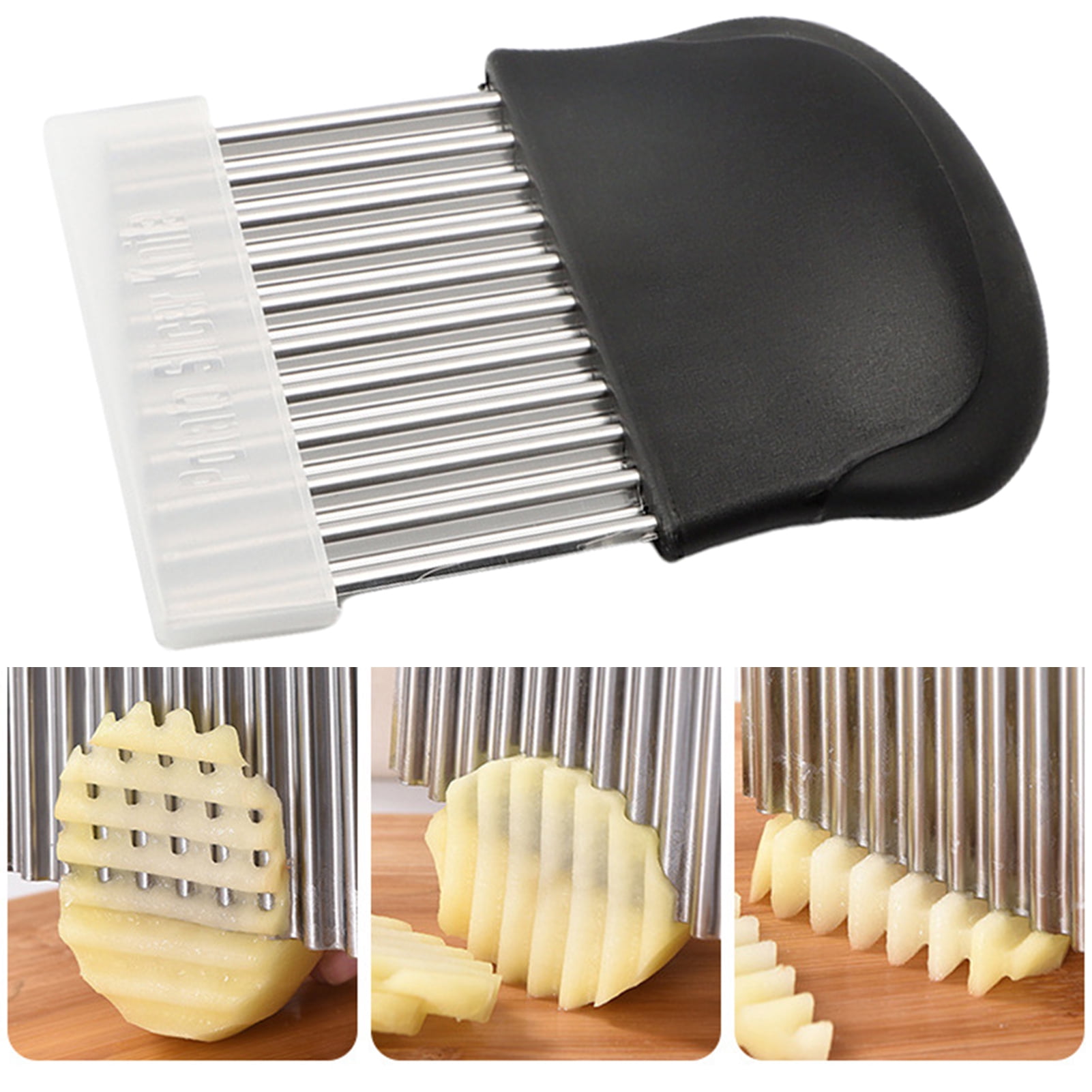 Potato French Fry Cutter Stainless Steel Serrated Blade Easy Slicing Wave  Knife