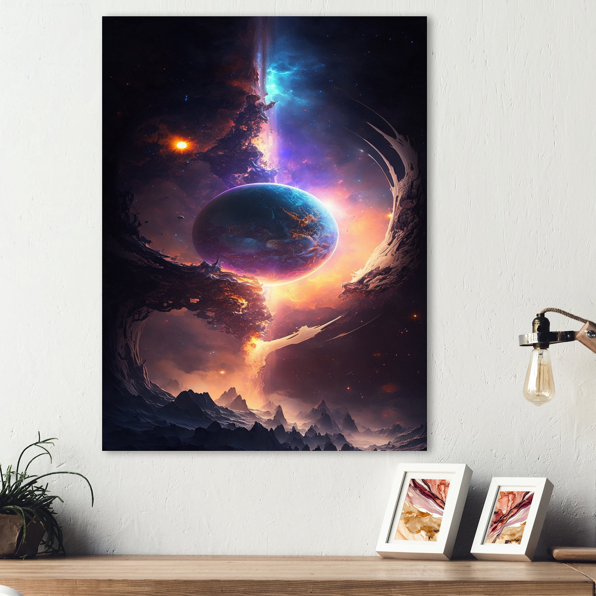 Designart Deep Space Planet Fusion II Canvas Wall Art