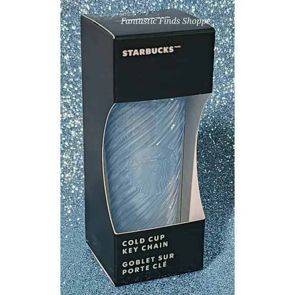 Starbucks Light Blue Swirl Tumbler Cold Cup Keychain NWT