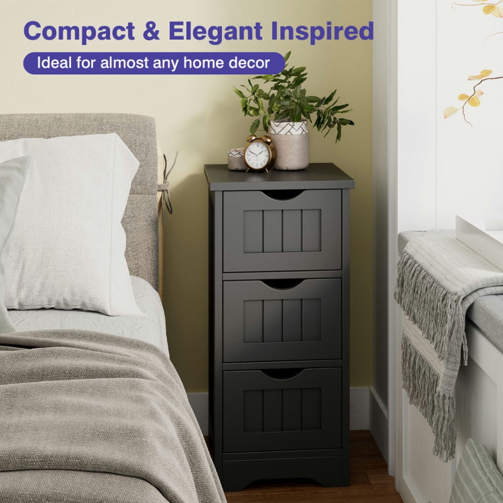 Finihen Bathroom Storage Cabinet, Bathroom Floor Cabinet, Bathroom Floor Freestanding Storage Organizer with 3 Drawers, for Bathroom, Living Room, Bedroom, Kitchen, Black Finihen Bathroom Storage Cabinet, Bathroom Floor Cabinet, Bathroom Floor Freestanding Storage Organizer with 3 Drawers, for Bathroom, Living Room, Bedroom, Kitchen, Black
