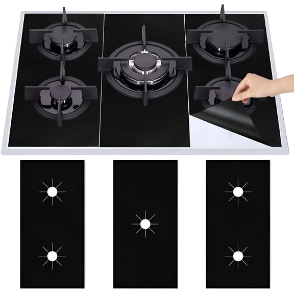 ACDANC Gas Stove Burner Covers Universal Gas Stove Protectors,5 Holes Protectors Reusable Heat Resistance Gas Range Non-Stick Washable Stove Top Protectors Liners Fast Clean Kitchen Cooking