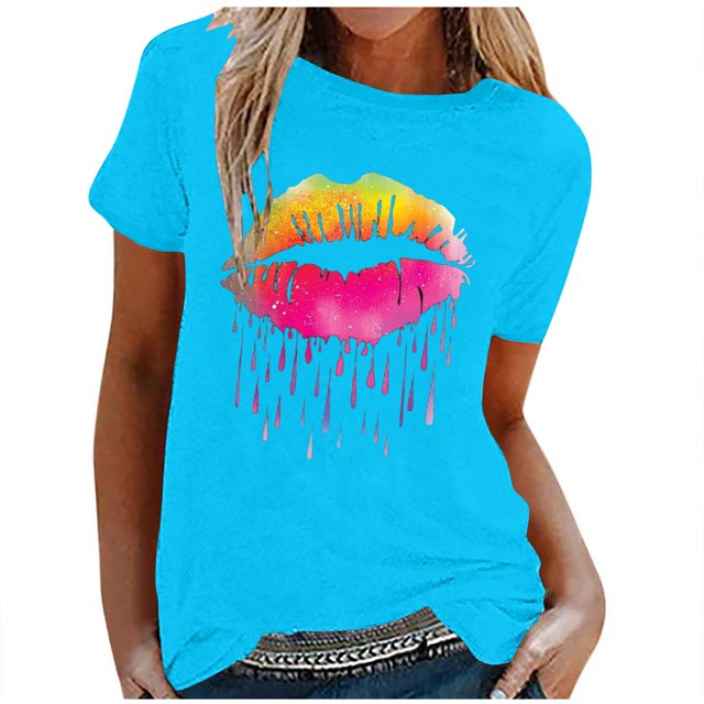 Birdeem T-Shirt Blouse à Manches Courtes à Col Rond Imprimé pour Femmes, Coupe Ample