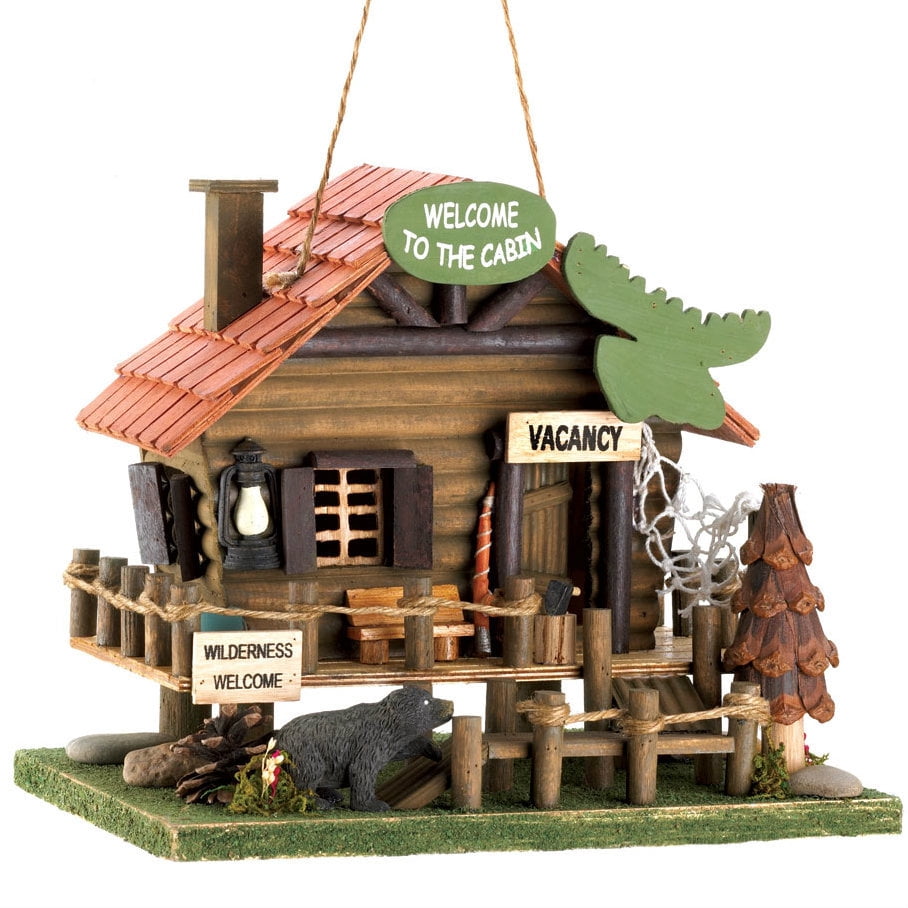 Birdhouse, Outdoor Sparrow Bird Houses Wooden Cabin, Brown