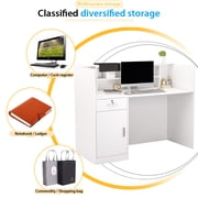 OXYLIFE Reception Desk with Hutch, Lockable Drawer and Storage Cabinet for Office