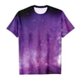 thumbnail image 4 of Toddler Girls Tops & T-Shirts Summer 3D Galaxy Print Glitter Fashion Starry Sky Round Neck Short Sleeve Carnival Tshirts Holiday Wear,Purple,3-4 Years, 4 of 4