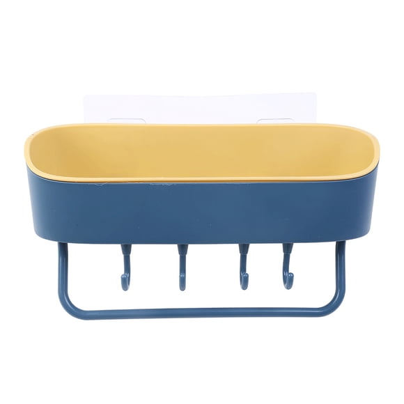 Wall-Mounted Kitchen & Bathroom Storage Rack with Drainage & Hooks – Space-Saving PP Shelf for Utensil Drying, Soap/Sponge Organizer A