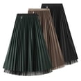 thumbnail image 4 of Women Midi Skirt Elastic High Waist A-Line Skirt Solid Color Double Sided Reversible Design Autumn Winter Skirt, 4 of 8