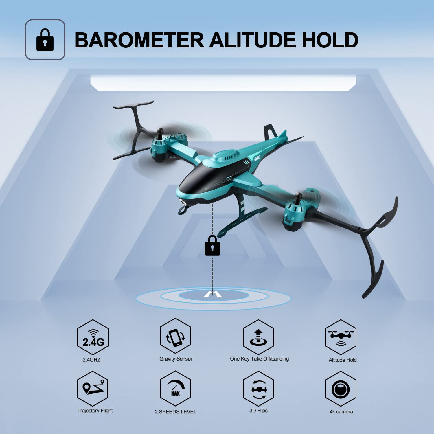 Drone 4drc avec caméra HD 1080p pour adultes débutants, pour enfants 2  batteries