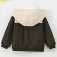 thumbnail image 5 of Afuyipoi Boys Lightweight Jacket (1-9) Color-Block Zippered Hooded Spring Fall Outerwear Army Green Size 2T, 5 of 7
