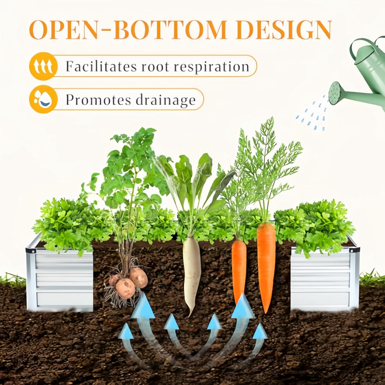 Kelno 2-Pack Galvanized Metal Raised Garden Bed 6x3x1ft Outdoor Planter Box for Vegetables Flowers Herbs Open Bottom Rectangular Raised Bed, Silver
