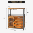 thumbnail image 3 of Wine Bar Rack Cabinet with Detachable Wine Rack, Bar Cabinet with Glass Holder, Small Sideboard, Buffet Cabinet with Mesh Door, Wine Storage Cabinet with Storage, 3 of 3