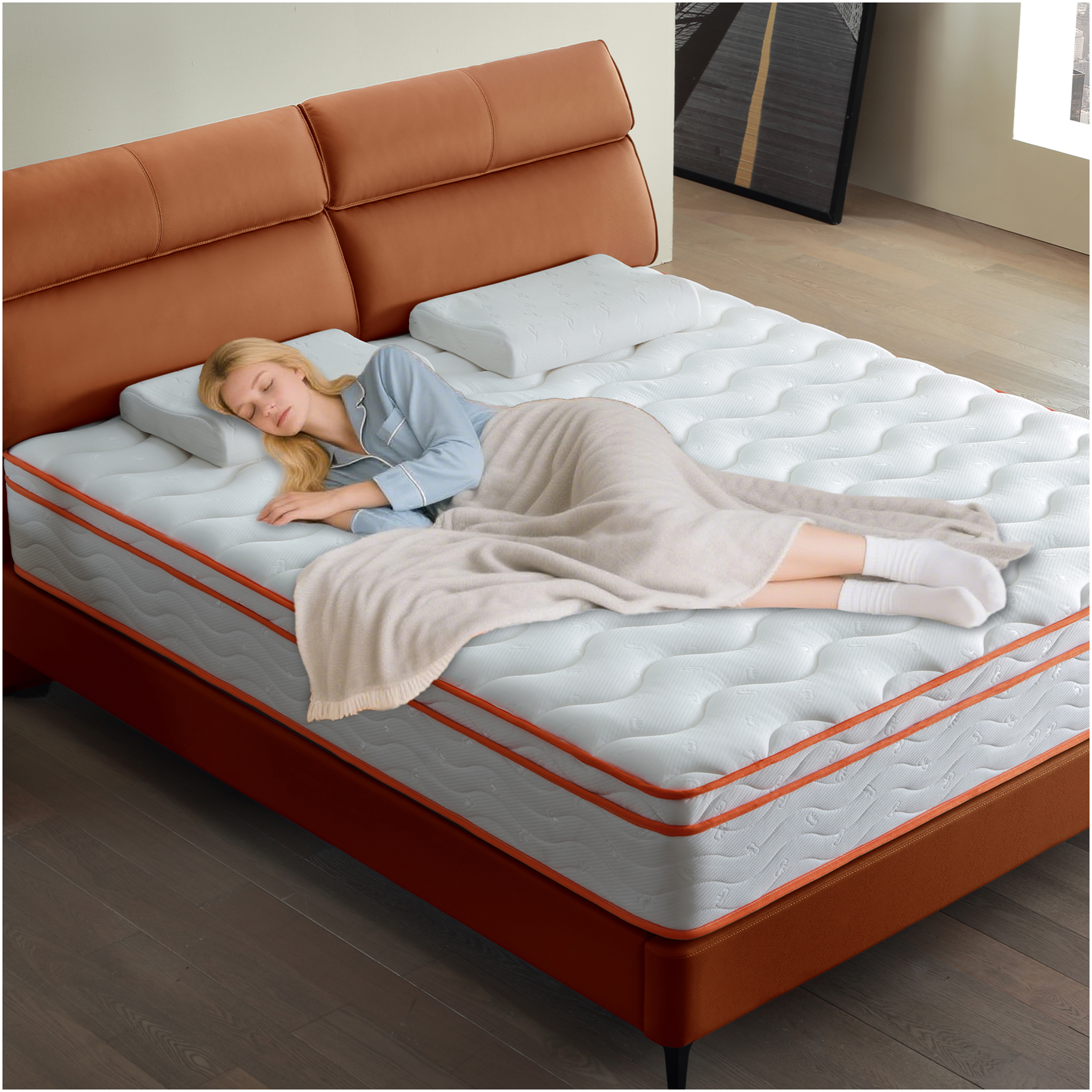 JERFIT 12 Inch King Hybrid Mattress with Euro Top, Medium Firm Feel, Gel Memory Foam & Pocket Springs for Cooling Support, Motion Isolation, Pressure Relief, CertiPUR-US Certified, Bed in a Box