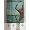 thumbnail image 6 of Sheer Curtains 72 inches Long 2 Panels Set Western Texas Star Retro Turquoise Wooden Rustic Farmhouse Sheer Window Curtain Rod Pocket Voile Drapes for Living Room/Bedroom, Each 52" W x 72" L, 6 of 7