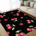 thumbnail image 4 of 5x7 Area Rugs, Cherry Rustic Non-Skid Rubber Backing Large Rectangle Rugs - Living Room Bedroom Home Office, Spring Summer Tropic Fruit Black Indoor Floor Mat Carpets Washable Rug, 4 of 9
