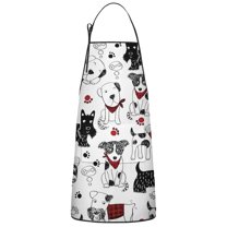Scribble Dogs Apron-Garden Aprons for Women with Pockets-Cotton Linen Waterproof Kitchen Cooking Gardening Aprons Adjustable for Kitchen,Cooking,BBQ and Salon 33x27 Inch