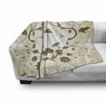 thumbnail image 3 of Floral Soft Flannel Fleece Throw Blanket, Swirled Petals Leaf Classic Blooms Florets Background Design, Cozy Plush for Indoor and Outdoor Use, 50" x 60", Cream Redwood White, by Ambesonne, 3 of 6