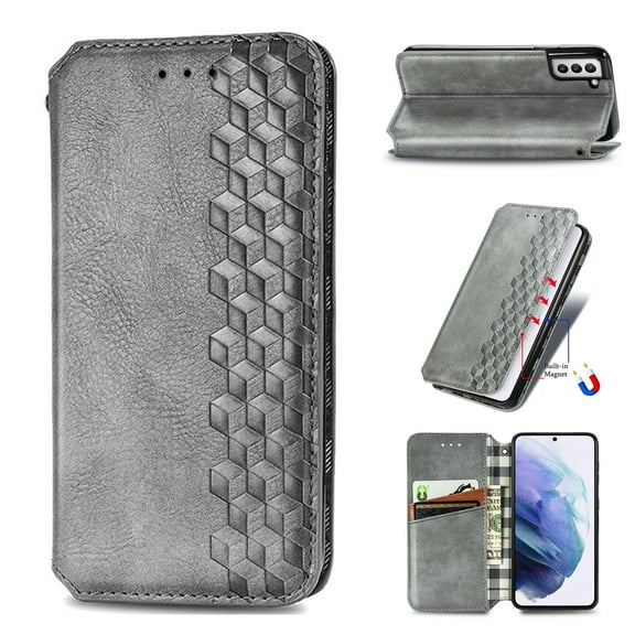 Allytech for Samsung Galaxy S22 Plus 5G Case with Card Slots, Premium PU Leather Cover TPU Bumper Kickstand Magnetic Adsorption Shockproof Flip Wallet Case for Galaxy S22 Plus 6.6 inch 2022, Gray