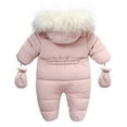 thumbnail image 3 of GYRATEDREAM Baby Winter Snowsuit Warm Hooded Puffy Coat Jacket Footed Romper Infant Jumpsuit with Gloves for Boy Girl 6-24M, 3 of 13