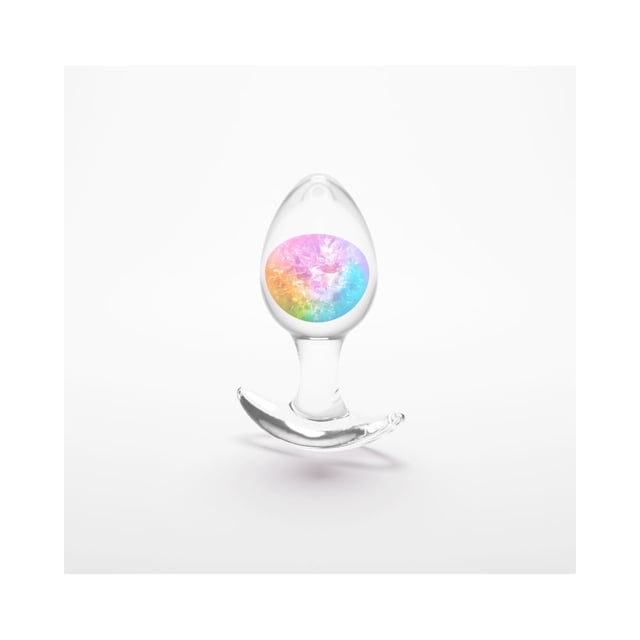 NS Novelties Cosmic Glams Silicone Glass Anal Plug, Medium, Rainbow