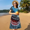 thumbnail image 4 of Honeii Cartoon Cute Shark Print Women’s Short Sleeve Dress, Comfortable Casual Dress, Soft Polyester Spandex Blend, Stylish Everyday Wear for Summer, Perfect for Travel and Vacation, 4 of 6