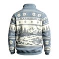 thumbnail image 4 of Fair Isle Sweatshirt for Men Long Sleeve Quarter Zip Stand Collar Pullover Trendy Fall Winter Casual Outdoor Streetwear Top Light Blue L, 4 of 4